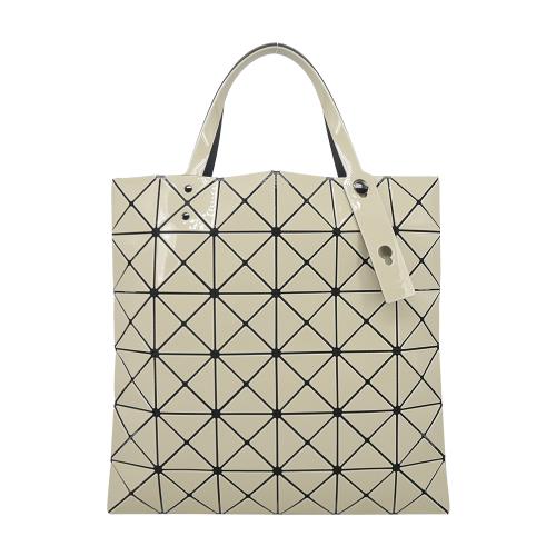 ISSEY MIYAKE 三宅一生 BAOBAO 6x6亮面雙色手提包-淺卡其×卡其