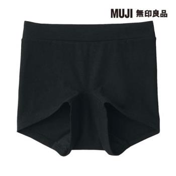 女有機棉混彈性天竺拳擊生理內褲 黑色【MUJI 無印良品】