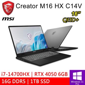 微星 Creator M16 HX C14VEG-042TW 16吋 原廠筆電 黑(i7-14700HX/16G/1TB/RTX4050 6G)