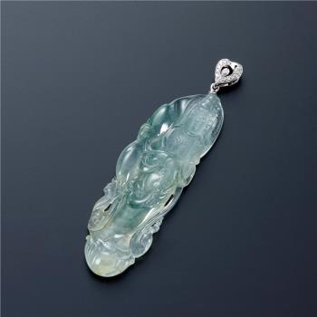 【森茂珠寶】木拿泛光玻璃種帶綠自在觀音