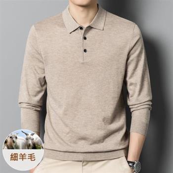 【巴黎精品】針織衫長袖毛衣-羊毛薄款POLO衫男上衣9色a1ff1