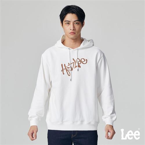 Lee 男款 寬鬆版 藝術文字HD Lee 背後下擺織標 帽T | Modern