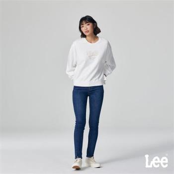 Lee 女款 433 保暖高腰合身窄腳牛仔褲 腰頭LOGO 黑色皮牌 13.1oz | Modern & MAGMA