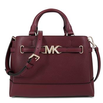 MICHAEL KORS MK LOGO荔枝紋皮革三層兩用包(酒紅色)