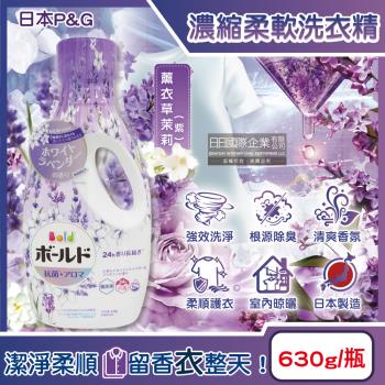 日本P&G-Bold超濃縮強洗淨室內晾曬除臭香氛柔軟洗衣精630g/瓶-薰衣草茉莉紫(持香約24小時,消臭柔順洗滌劑,直立式,滾筒式洗衣機適用)
