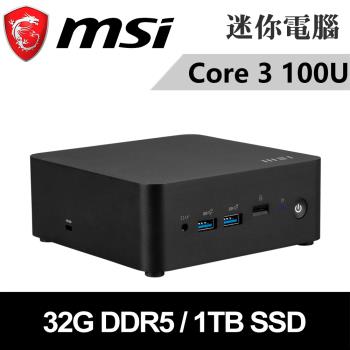 微星 Cubi NUC 1M-040BTW-SP5 (Intel Core 3 100U/32G/1TB SSD)特仕版