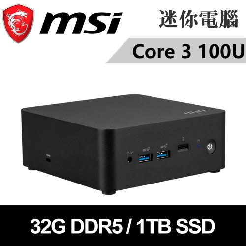 微星 Cubi NUC 1M-040BTW-SP5 (Intel Core 3 100U/32G/1TB SSD)特仕版