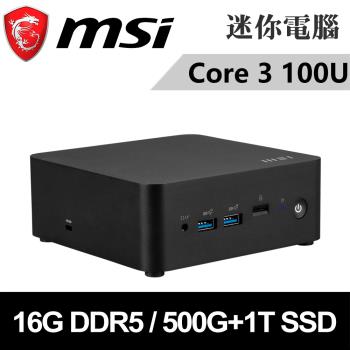 微星 Cubi NUC 1M-040BTW-SP4 (Intel Core 3 100U/16G/500G PCIE+1TB SSD)特仕版