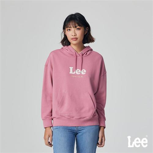 Lee 女款 寬鬆版 OVERSIZED 胸口毛巾繡大LOGO 帽T | Modern