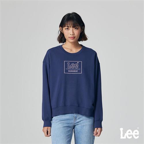 Lee 女款 寬鬆版 方框大LOGO 衛衣 大學T | Modern