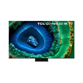 桌上安裝 TCL 75型 75C855 Google TV 量子連網液晶顯示器
