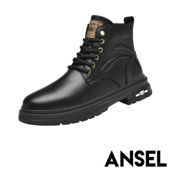 【ANSEL】真皮工裝馬丁靴/真皮工裝百搭時尚馬丁靴 男鞋 黑