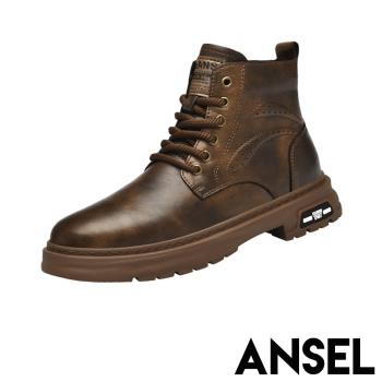 【ANSEL】真皮工裝馬丁靴/真皮工裝百搭時尚馬丁靴 男鞋 棕