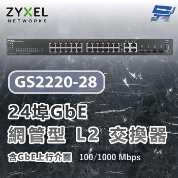 昌運監視器 ZYXEL 合勤 GS2220-28 24埠GbE L2交換器 含GbE上行介面100/1000 Mbps