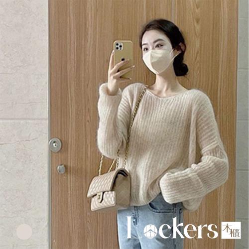 任-【Lockers 木櫃】春秋季慵懶V領針織衫上衣 L112121104