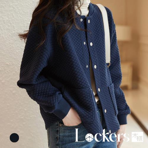 任-【Lockers 木櫃】秋季柔軟麵包格棒球外套 L112103004
