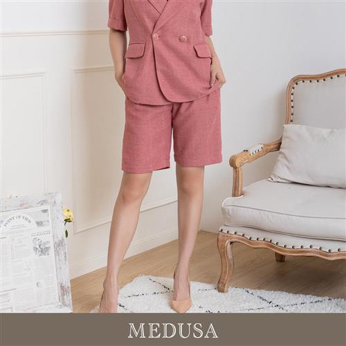 現貨【MEDUSA 曼度莎】紋理格紋及膝西裝短褲（M-XL）｜女及膝短褲 休閒短褲
