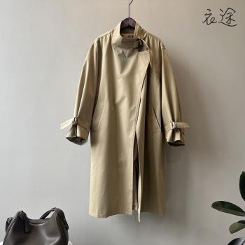【衣途】韓版設計感寬鬆長款風衣外套(百搭/透氣/舒適/3色/M/L/KDCQ-B766)