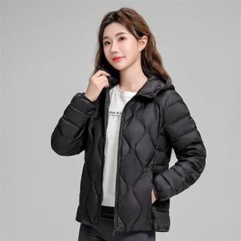 【巴黎精品】輕羽絨外套鴨絨夾克-連帽葫蘆壓線修身女外套6色a1hd10