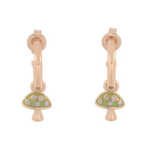 COACH 蘑菇墜飾及C Logo 圓弧針式耳環(金色/綠色)