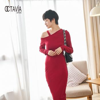 OCTAVIA8 真皮- 大女子II 金屬色粗鍊條翻蓋造型肩揹包 - 享受黑