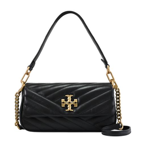 TORY BURCH 90456 KIRA 金屬LOGO絎縫兩用法棍包.黑