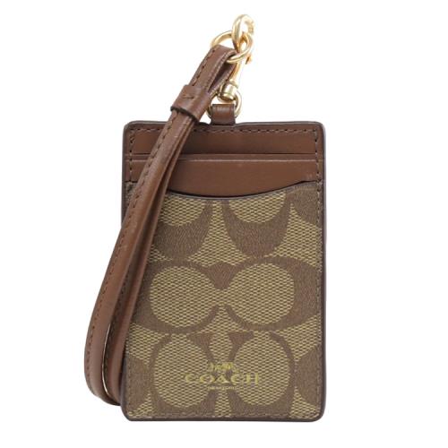 COACH 63274 經典印花可拆掛式證件卡夾.駝/咖