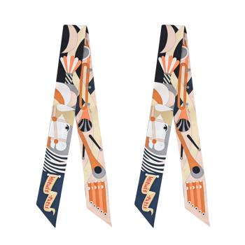 HERMES Parade en Fanfare Twilly 經典款絲巾.焦糖色-1對
