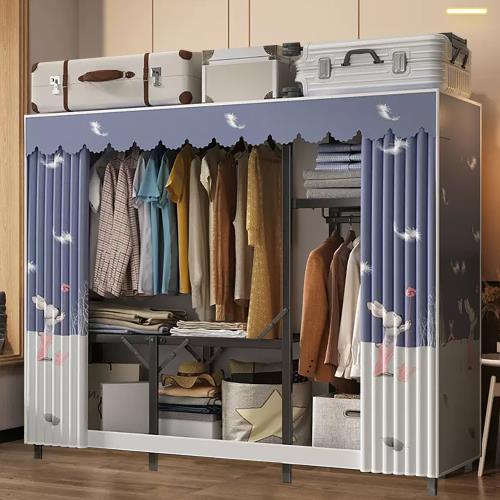 免安裝折疊鋼架簡易布衣櫃【巴比兔款】