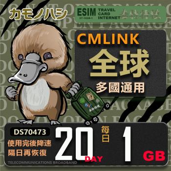 【鴨嘴獸 旅遊網絡卡】CMLINK 全球卡 20日輕量型 吃到飽 支援 塞爾維亞 波士尼亞 烏克蘭 等多個國家