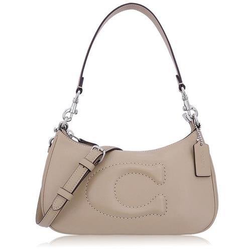 COACH 光滑皮革 / TERI 小款 / 斜背 兩用包_奶茶色