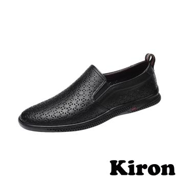 【KIRON】純色套腳懶人休閒樂福鞋/經典百搭純色套腳縷空沖孔懶人休閒樂福鞋 男鞋 2色任選