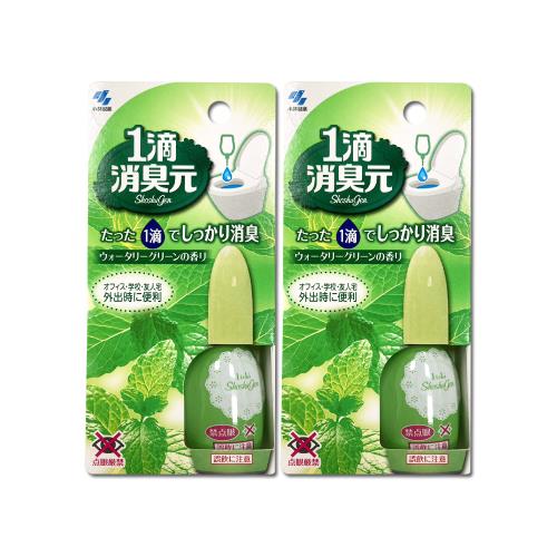 (2盒超值組)日本Kobayashi小林製藥-1滴消臭元馬桶瞬間淨味芳香劑20ml/盒-薄荷香(綠)(隨身瓶廁所香氛,如廁去味芳香,居家宿舍旅遊適用)