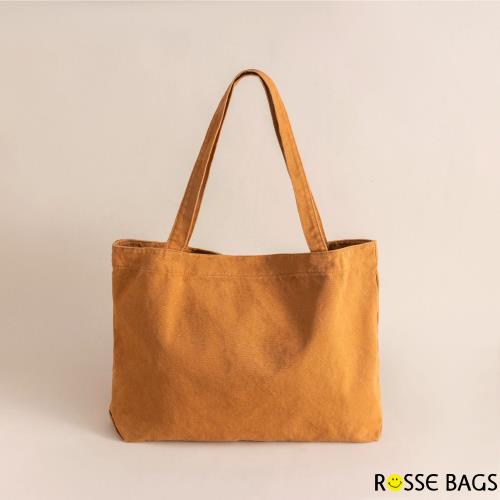 【Rosse Bags】大容量文藝簡約單色水洗帆布通勤包(現+預 黃色)