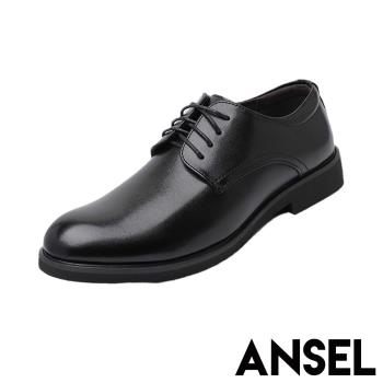 【ANSEL】真皮繫帶商務皮鞋/真皮軟皮繫帶休閒商務皮鞋 男鞋 黑