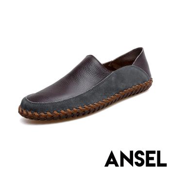 【ANSEL】真皮雙色兩穿厚底樂福鞋/真皮雙色兩穿厚底樂福鞋 男鞋 棕