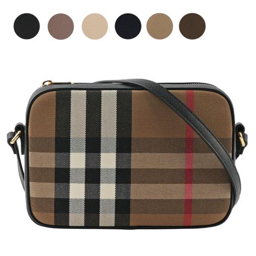 BURBERRY 經典深格紋及牛皮大款拉鍊相機包(任選)