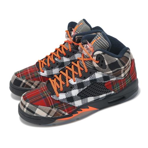 Nike Air Jordan 5 Retro GS Plaid 蘇格蘭格紋 大童 女鞋 黑 紅 5代 FD4814-008