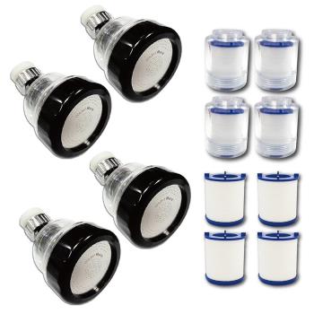 【CURURU】 日本熱銷三段增壓節水器過濾組(水流轉換器4+除氯過濾器4+補充濾芯4)水龍頭加壓器 去油神器 附轉接頭配件包