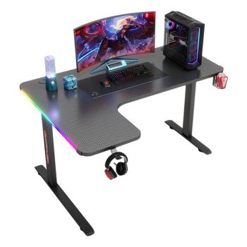 MGSHOP 幻彩RGB電競桌 L型電腦桌 轉角電腦桌 140cm(D2200)