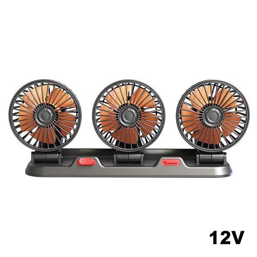【PNS】720度三頭風扇 12V 黑色汽車儀錶板專用 PNS-FDB312