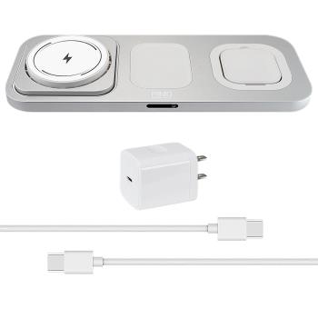 MiniQ 22.5W iPhone16/15無線充 Magsafe磁吸三合一無線充電器WC-001 3合1鋁合金(套裝組)