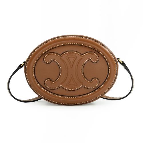 CELINE 思琳 平滑小牛皮 CUIR TRIOMPHE 斜背橢圓包 (迷你-棕)