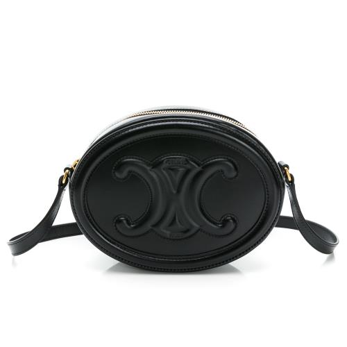 CELINE 思琳 平滑小牛皮 CUIR TRIOMPHE 斜背橢圓包 (黑)