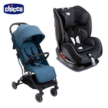 chicco-Seat up 012 Isofix安全汽座勁黑版+Trolleyme城市旅人秒收手推車