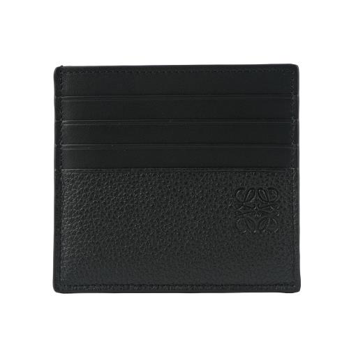LOEWE 粒面小牛皮側開放式8卡名片/卡片夾(炭灰色)