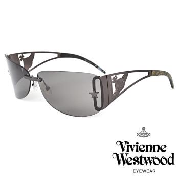 【Vivienne Westwood】英國精品科技感星星無邊框系列太陽眼鏡(VW59205-鐵灰)