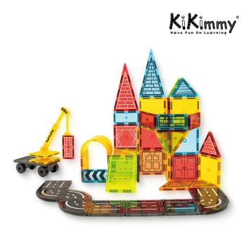 Kikimmy 彩窗磁力片工程車積木玩具組/60pcs
