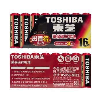 【東芝Toshiba】環保紅3號AA碳鋅電池 16入裝(環保電池/乾電池/公司貨)