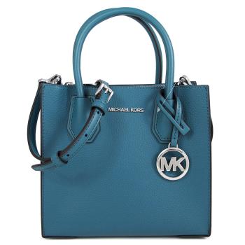 MICHAEL KORS 金字LOGO荔枝紋皮革三層兩用包(藍綠色)